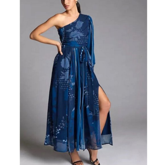 Anthropologie Dresses & Skirts - Anthropologie Nikita Mhaisalkar 2X NWT One-Shoulder Maxi Dress Navy Blue